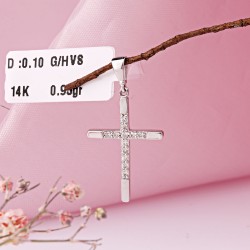 Weißgold 585 Kreuz mit Diamanten