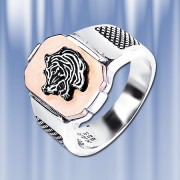 Серебряное мужское кольцо "Тигр".