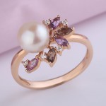 Ring aus Rotgold mit Perlen, Topasen & Amethyst 