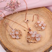 Vergoldetes Silberset "Blumen". Zirkonia