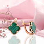 Cерьги золото 585 малахит 10 мм