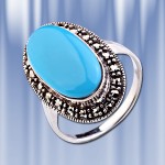 Ring mit Tuerkis & Markasit. Silber