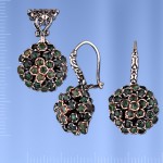 Silberset mit Smaragden