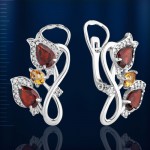 Ohrringe mit Granat & Citrin. Silber