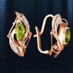  Ohrringe russisches Gold mit Zirkonia. Bicolor