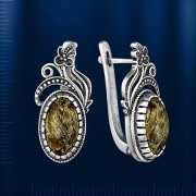 Russisches Silber Ohrringe mit Serpentin