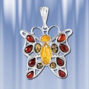 Anhaenger"Schmetterling" aus Silber mit Bernstein