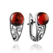 Silberohrringe "Bernsteinblueten"