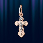 Крест с бриллиантом из русского золота