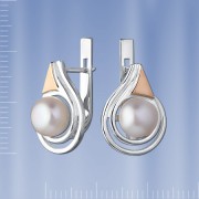  Ohrringe mit Perle. Silber & Gold