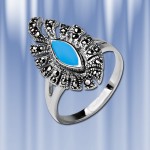 Ring  mit Tuerkis & Markasit. Silber