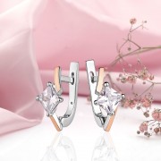 Серебряные серьги с золотом. Фианиты
