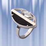 Ring mit Onyx. Silber & Gold 