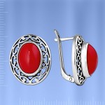 Серьги серебряные. Коралл