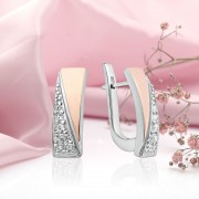 Silberohrringe mit Gold. Zirkonia