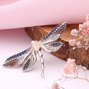 Silberbrosche kaufen mit Gold und Zirkonia