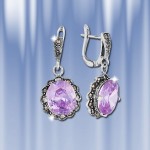 Silberohrringe mit Amethyst, Markasit