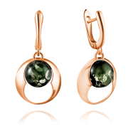 Vergoldete Silberohrhänger mit grünem Bernstein