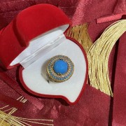 Vergoldeter Silberring mit Tuerkis & Zirkonia