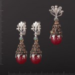  Silberset mit Rubin & Smaragd.