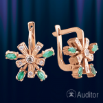 Ohrringe aus Rotgold mit Diamanten und Smaragd