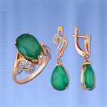Гарнитур с хризопразом. Русское золото