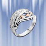 Silber und Gold Ring mit Zirkon