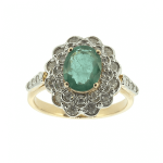 Золотое кольцо с изумрудом и бриллиантами