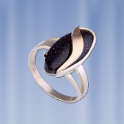 Кольцо серебряное Кипарис с авантюрином