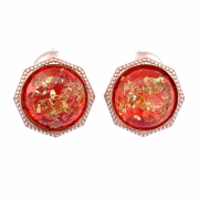 Vergoldete Silberohrringe mit Bernstein-Chamäleon