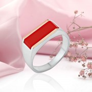 Silberring mit Gold & Korallen