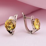 Silberohrringe "Klematis B". Citrin