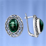 Russisches Silber Ohrringe mit Malachit 