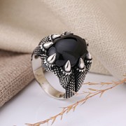 Мужские кольца из серебра 925 Печатка Чёрный агат
