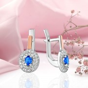 Серебряные серьги с золотом. Фианиты