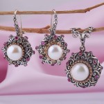 Silberset mit Perle & Rubin