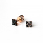 Золотые серьги-закрутки с черными бриллиантами