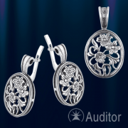 Ohrring & Anhaenger russisches Silber