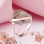 Купить серебряное кольцо с золотом в Германии Фианиты Перламутр