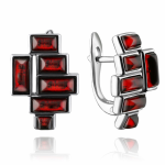 Серьги из серебра 925 пробы с янтарём