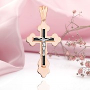 Goldenes Kreuzanhänger mit einem Kruzifix aus 585er Weiß/Rotgold