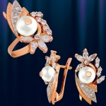 Rotgoldset mit Perlen