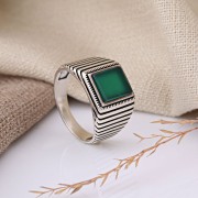 Herrenring aus Silber 925 Chrysopras