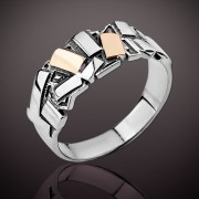  Ring mit Fianiten. Silber & Gold