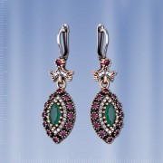 Ohrringe mit Rubin & Smaragd. Silber 