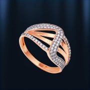 Золотое кольцо с цирконами. Русское золото