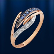  Goldring mit Brillanten & Saphir