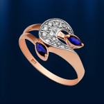  Goldring mit Brillanten & Saphir