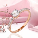 Красное золото 585 кольцо с фианитами