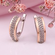 Серебряные серьги с золотом "Джульета". Фианиты